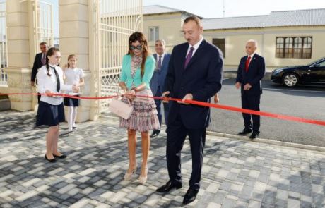 Azerbaijani president, his spouse attend opening of school in Baku - PHOTOS